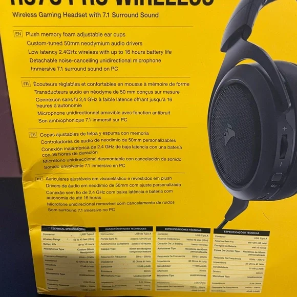 Corsair HS70 Pro wireless gaming headset with surround sound
